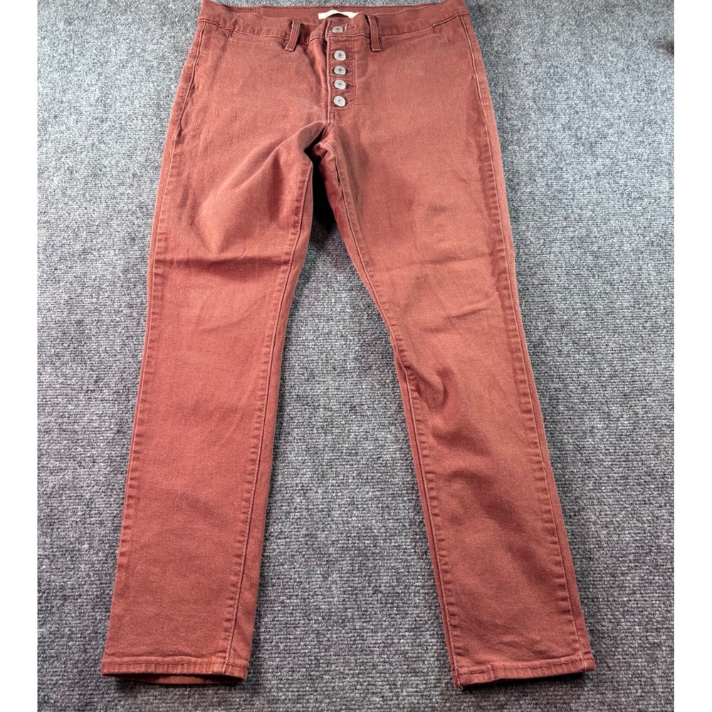 Levi's 311 Shaping Skinny Jeans Womens 31 Brick Red Button Fly Stretch Denim